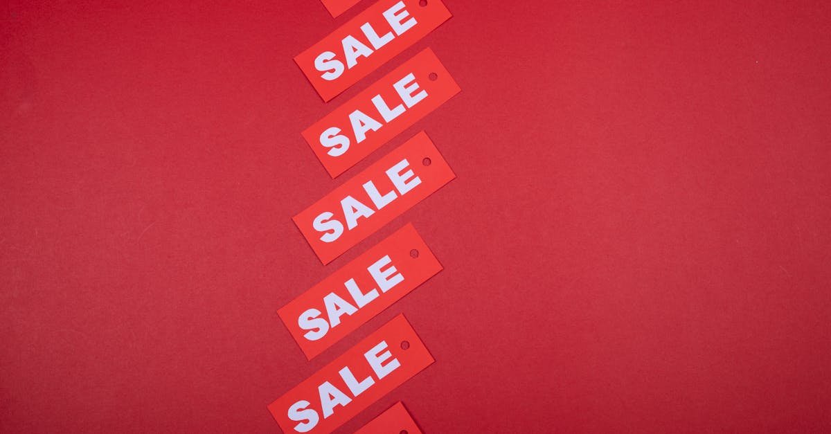 Sale discount tags on items in a shop